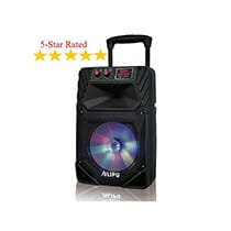 Ailipu 3323 -Rechargeable Powered SpeakerWoofer System with BluetoothUSBSD Card ReaderFM RadioRemote ControlWireless Microphones – BlacK