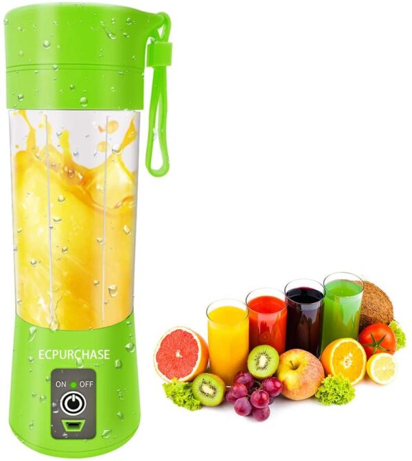 Portable Blender Single Serve, Small Size Blender USB Rechargeable 380ml (Green)