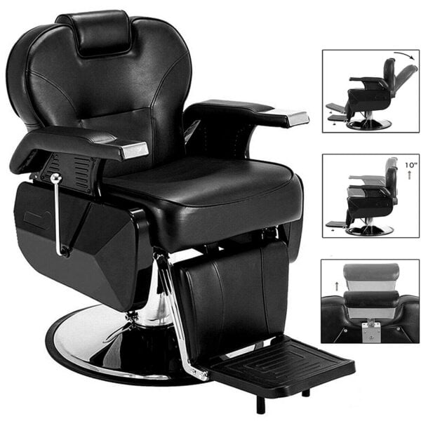 Heavy Duty, Hydraulic Reclining Salon Chair for Hair Stylist - Black