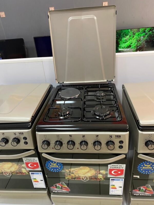 YES 3Gas & 1 Electric Gas Cooker ( 60/50cm ) - Silver - Image 2