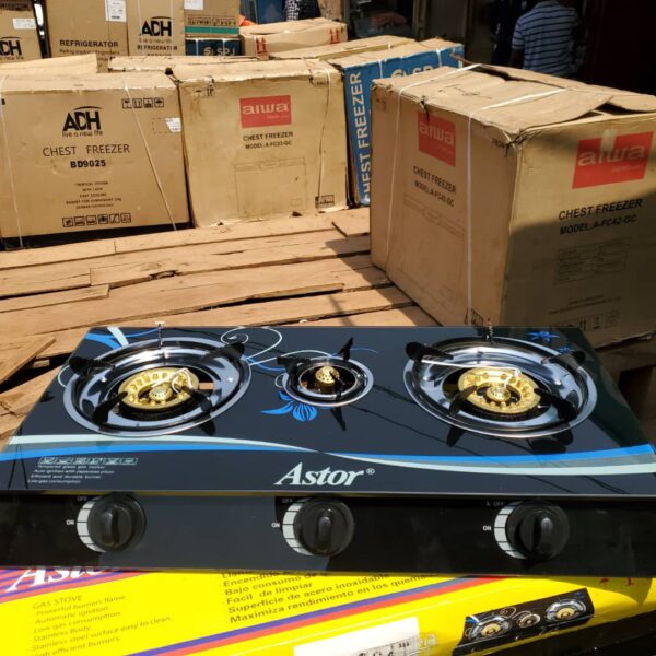 Astor Triple Burner Gas Stove - Black. - Image 3