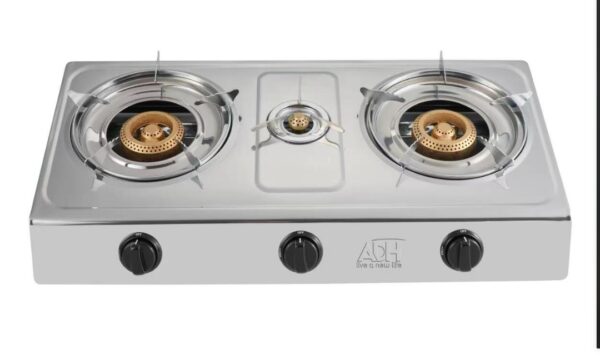 ADH Triple Burner Gas Stove – Silver - Image 2