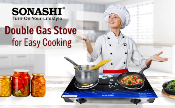 Sonashi Stainless Steel Double Burner Gas Stove SGB-202GN - Image 5