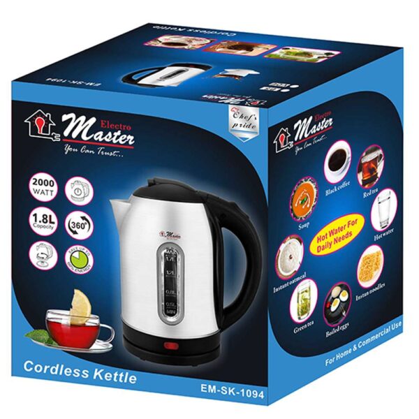 Electro Master 1.8 Liter Electric Kettle - Silver - Image 2
