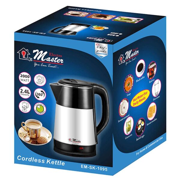 Electro Master 2.4L Electric Kettle - Silver - Image 3