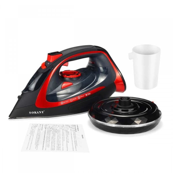 Sokany wireless steam iron EL-9518C, Black / Red - Image 4