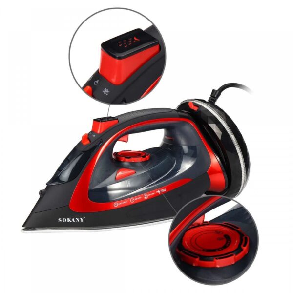 Sokany wireless steam iron EL-9518C, Black / Red - Image 2