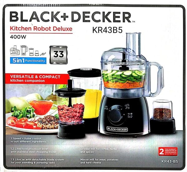 Black+Decker 5-In-1 Food Processor With 33 Functions KR43-B5 - Image 3