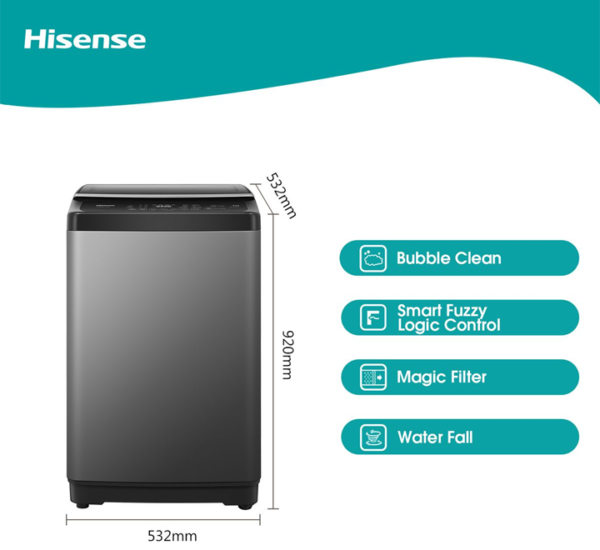 Hisense 8Kg Top Load Washing Machine | WTJA802T - Image 3