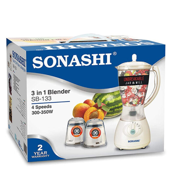 SONASHI 3 in 1 Blender with Unbreakable Jar & Mill | SB-133