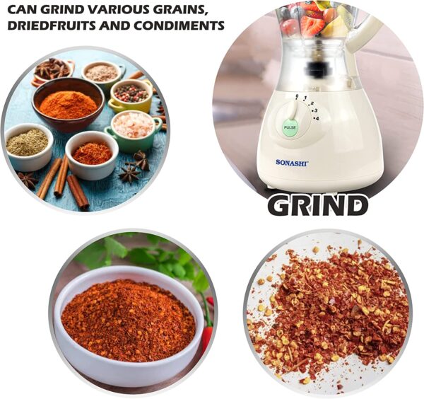 SONASHI 3 in 1 Blender with Unbreakable Jar & Mill | SB-133