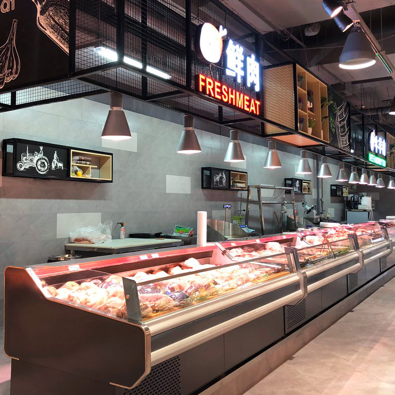 Commercial Supermarket Fresh Meat Showcase Freezer