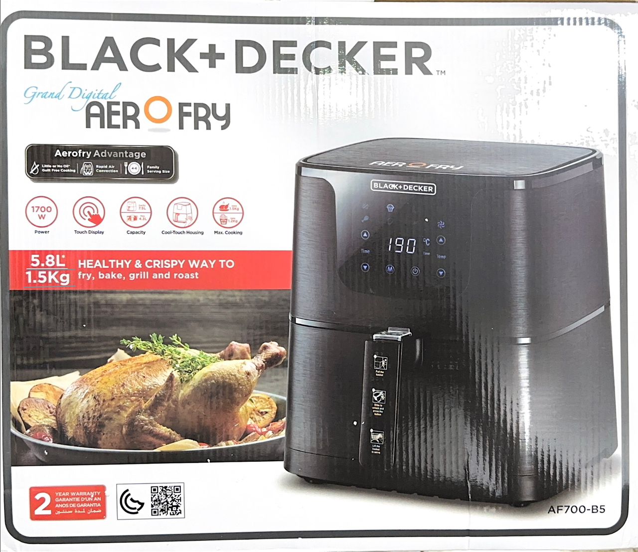 Black + Decker 5.8 LTR. Digital Aerofry Air Fryer - AF700-B5