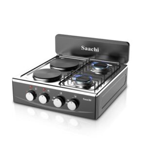 Saachi 2 Gas + 2 Electric Hot Plates Stainless Steel Table Top | NL-GAS-5257 – Black
