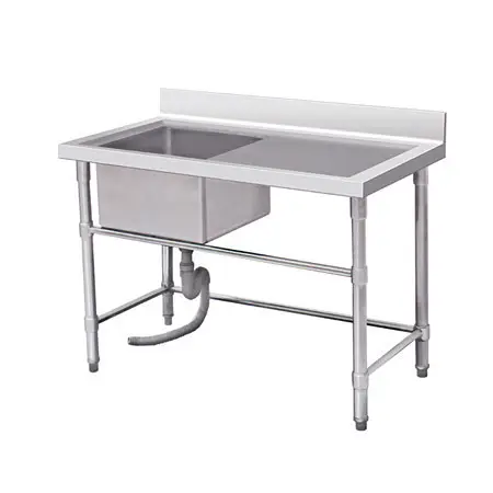 Single Commercial Sink With Tray Stainless Steel 3.webp