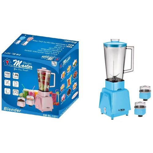 Electro Master 3 in 1 ( Jar Blender & 2 Grinders) Blender | EM-BL-1071 - Blue/Pink