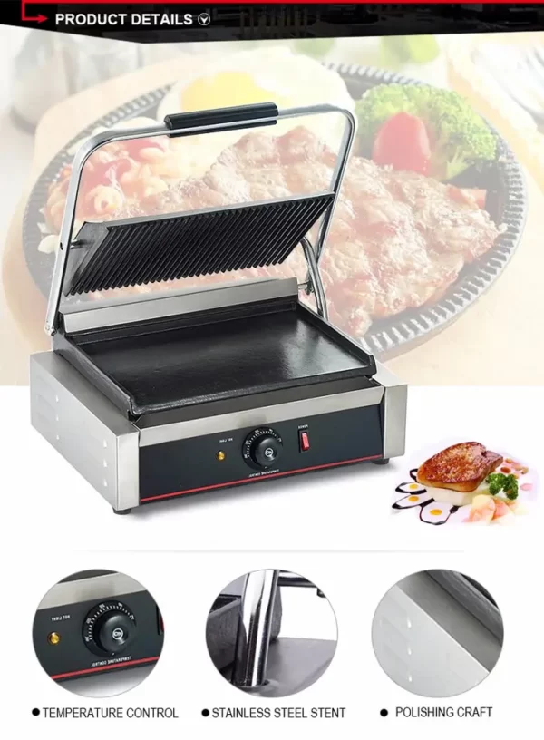 Single Commercial Sandwich Grill Maker