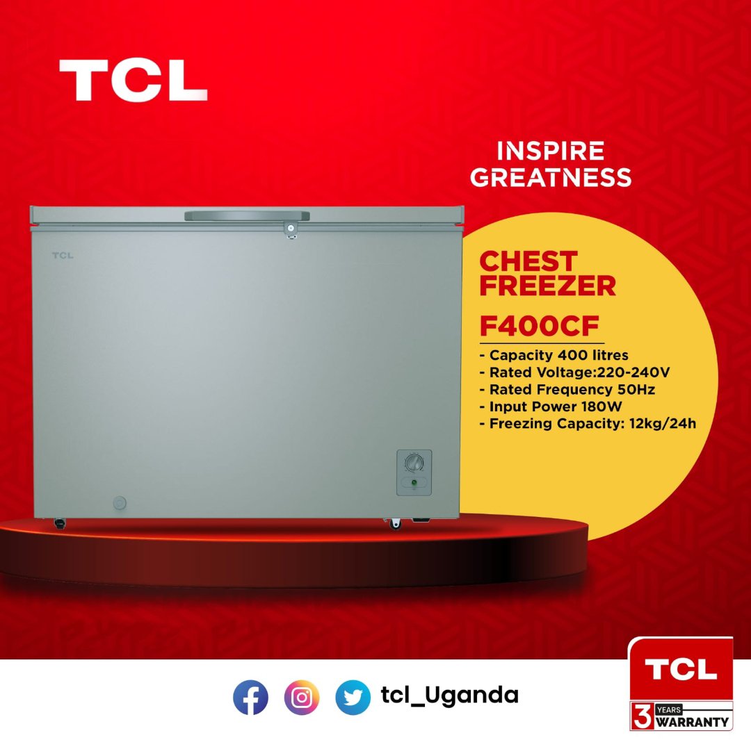TCL 400 Litres Chest Freezer F400CF – White, Silver