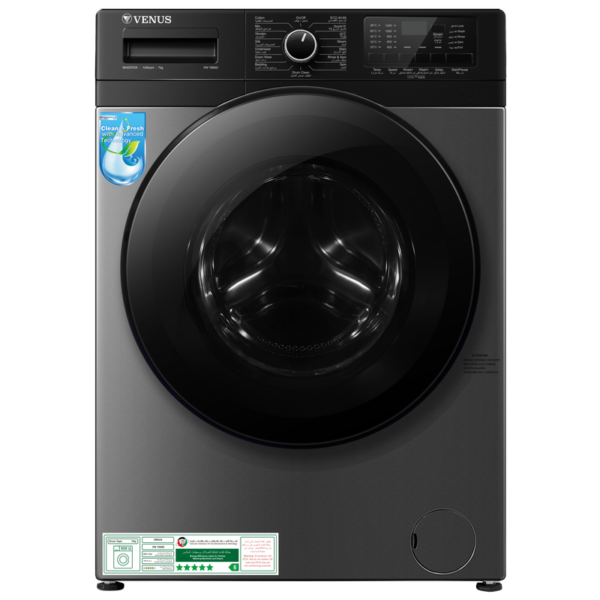 Venus 7kg Fully Automatic Front Load Washer, Inverter Motor, 1200RPM, 14 Programs, VW708SD