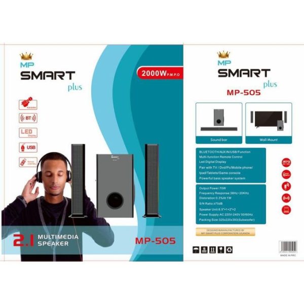 Smartplus 2.1 Channel Speaker With Convertible Soundbar And Super Subwoofer