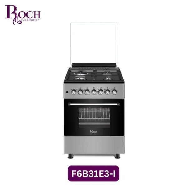 Roch 50X55cm Premium Cooker With 3 Gas Burners And 1 Electric Plate & Electric Oven F6B31E3-I (Made In Turkey) – Silver