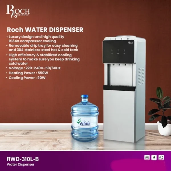 Roch 3 Taps Hot, Normal And Cold Water Dispenser With Storage Cabinet