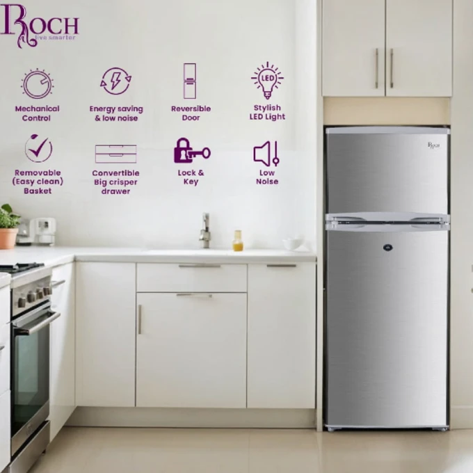 Roch 140L Double Door Refrigerator | RFR-140T-B