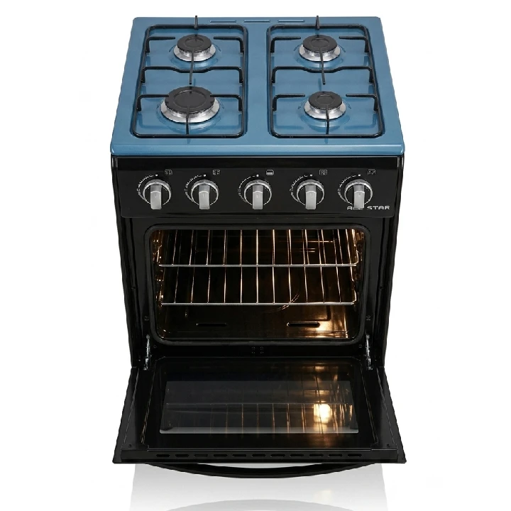 Allstar Full Gas Free Standing Cooker with Gas Oven (50x50cm) with Nozzle System, Glass Cover