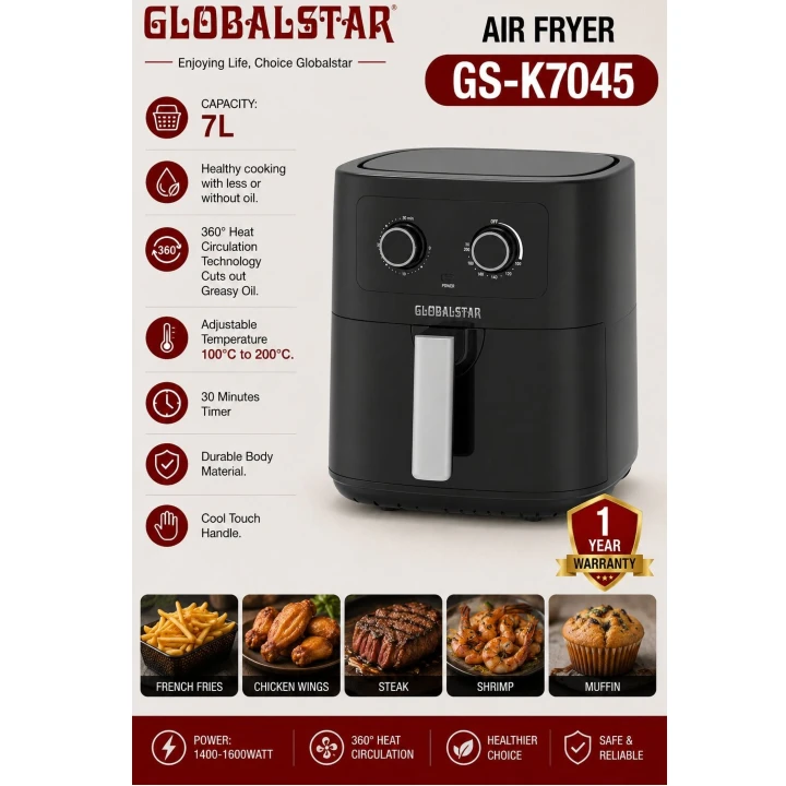 Globalstar 7 Litres  Electric Air Fryer GS-K7045