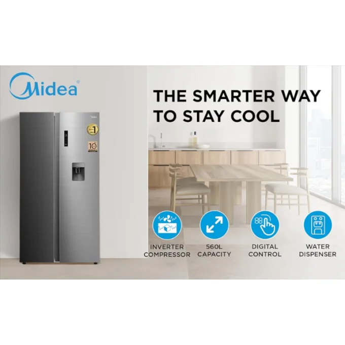 Midea 553L Side-By-Side Refrigerator with Water Dispenser | MDRS710FGF46D