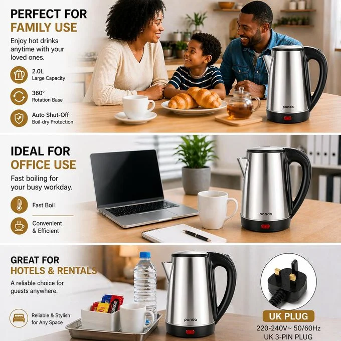 Panda 2L Electric Kettle - Stainless Steel