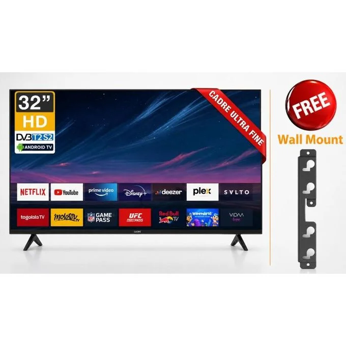 Roch 32 inch Smart Android Frameless HD LED TV With Inbuilt Free To Air - Black (2 YEARS WARANTY)