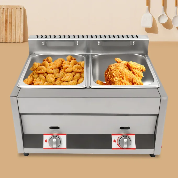 Commercial Double Deep Fryer 12 Litres - Stainless Steel