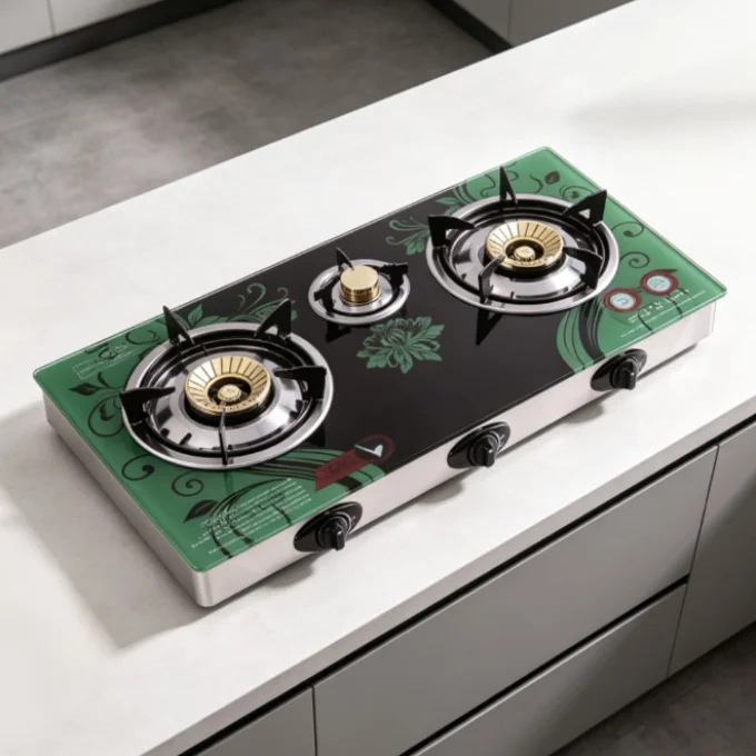 Pixel 3 Burner Glass Gas Stove