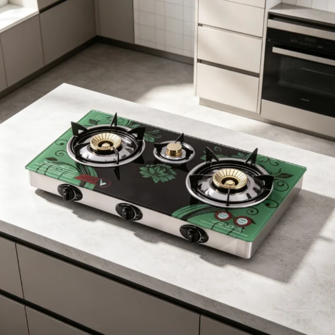 Pixel 3 Burner Glass Gas Stove